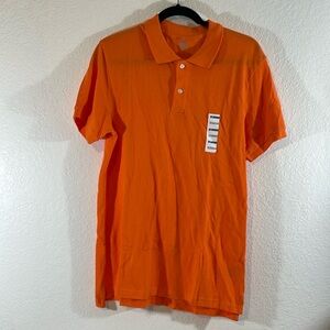 OLD NAVY Polo Bright Orange Short Sleeve Cotton Size Medium NEW